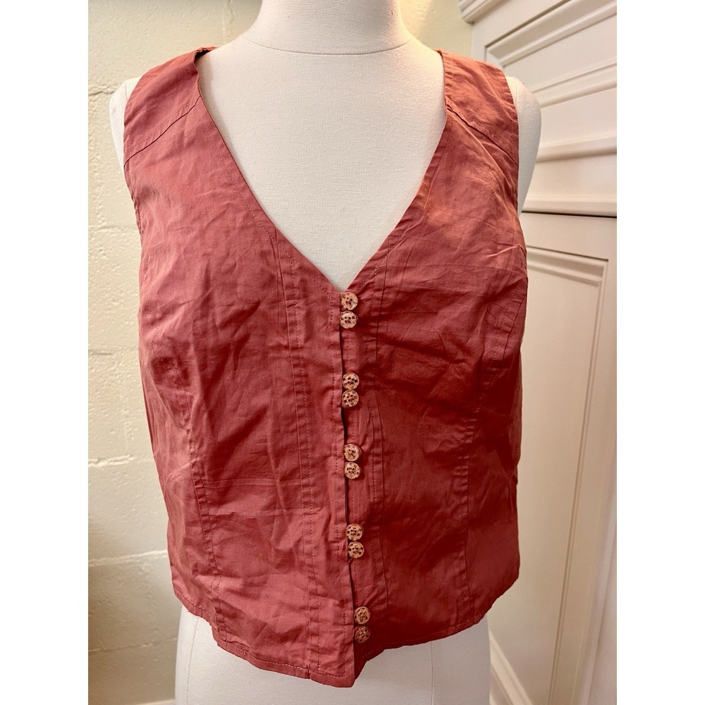 Anthropologie Sleeveless Seamed Vest Size 8 Coral Cutout